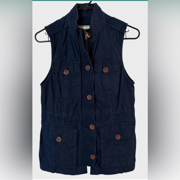 Abercrombie & Fitch Jackets & Blazers - Abercrombie & Fitch Navy Blue Utility Cargo Vest Outerwear Jacket 100% Cotton